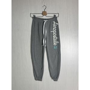 Aéropostale Womens Y2K Gray Jogger Sweatpants Logo NY Cozy Fleece Lounge Sz XS